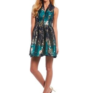 Vince Camuto Metallic Mini Fit & Flare Dress